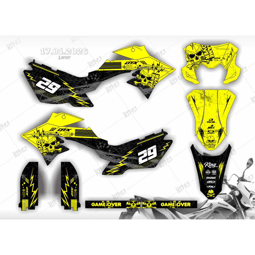 Decal Stiker Klx 150 Hijau Hitam Dekal Striping Sticker Dtracker Klx 150 -251