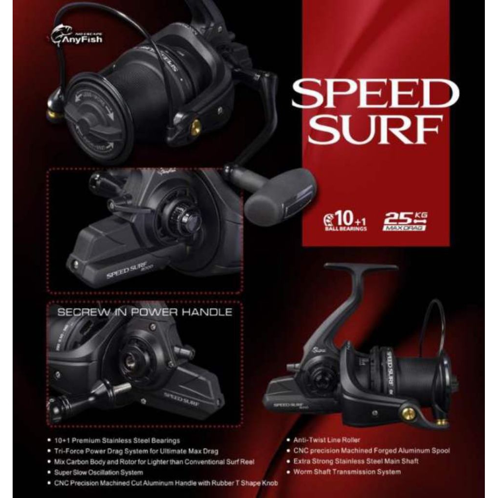 Reel Anyfish Speed Surf 8000 10000 Gulungan pancing spinning pasiran karangan berkualitas
