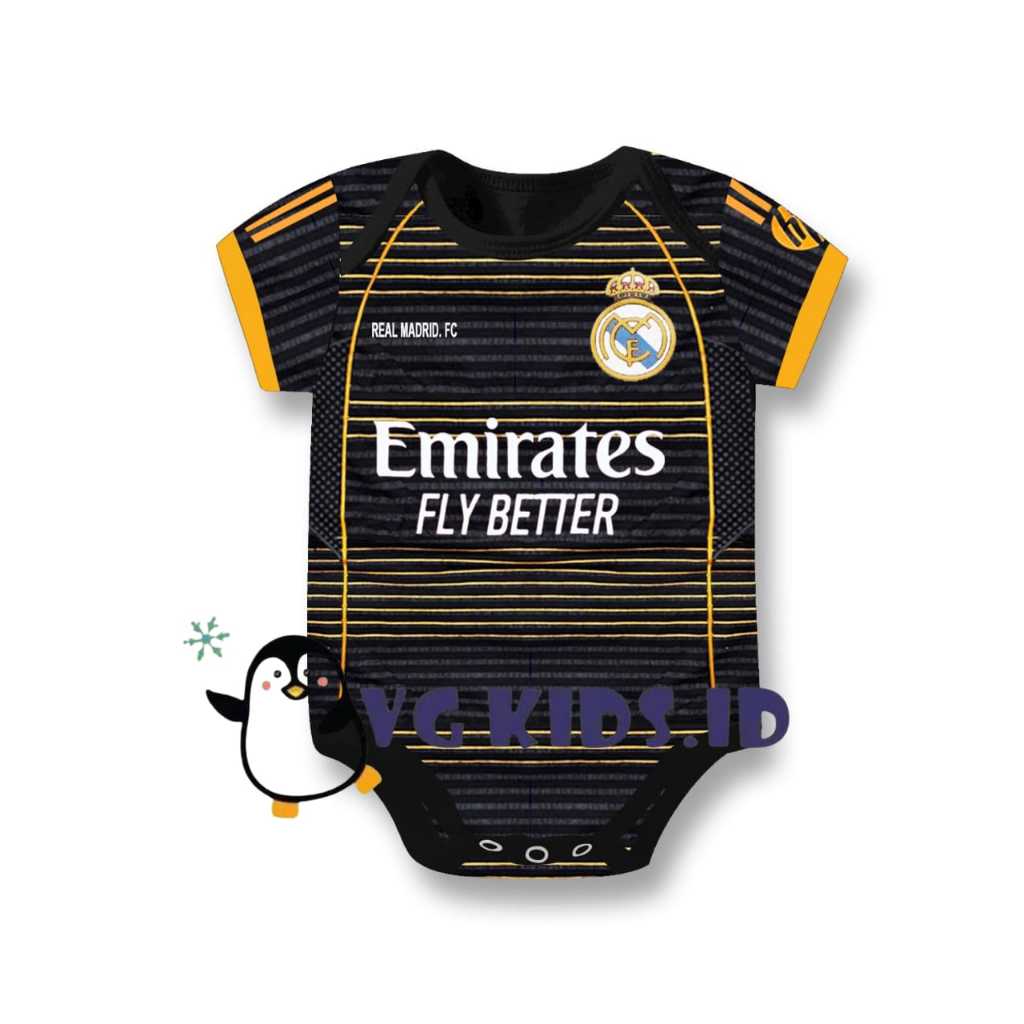 Jumper Bayi Real Madrid EMIRATES FLY BETTER Romper Bayi Jumper Baju Bayi - Black (COD)