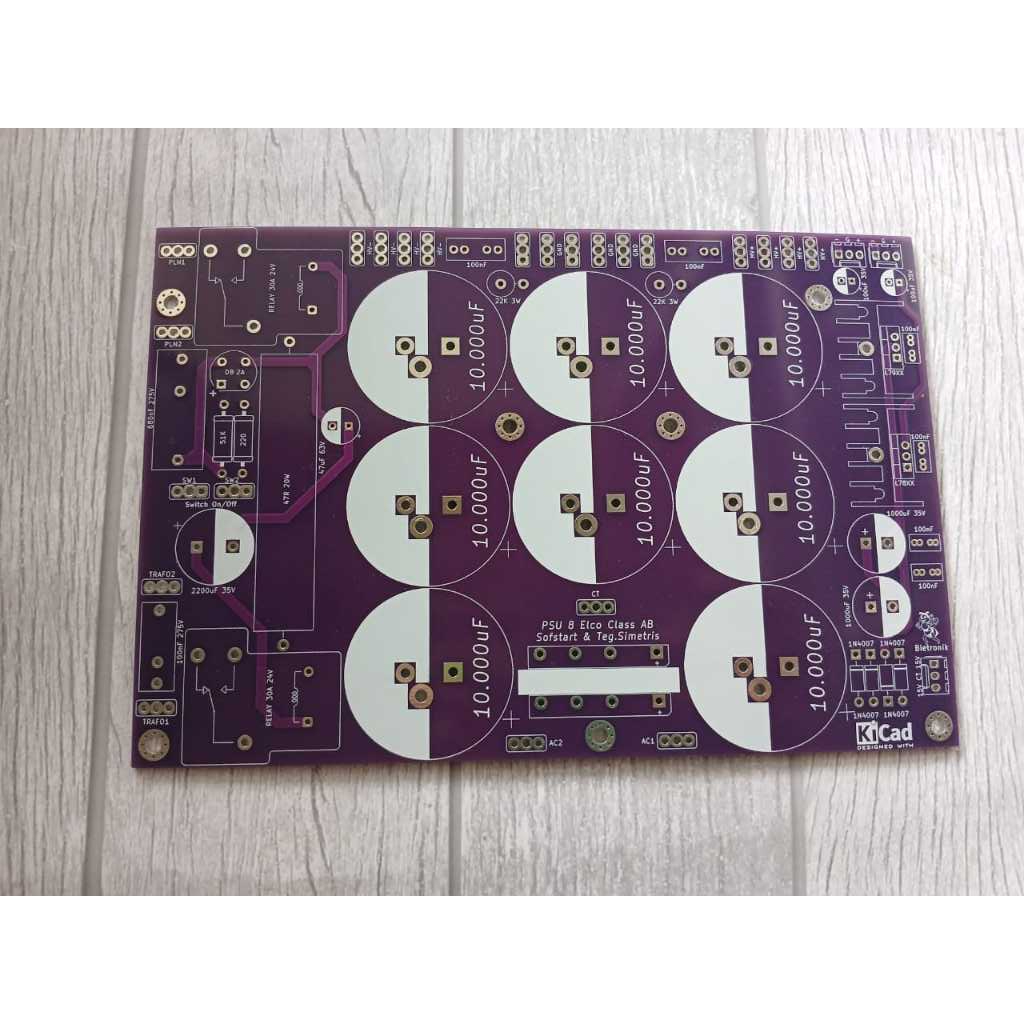 PCB PSU 8 ELCO + SOFTSTART + SIMETRIS CLASS AB DOUBLE LAYER