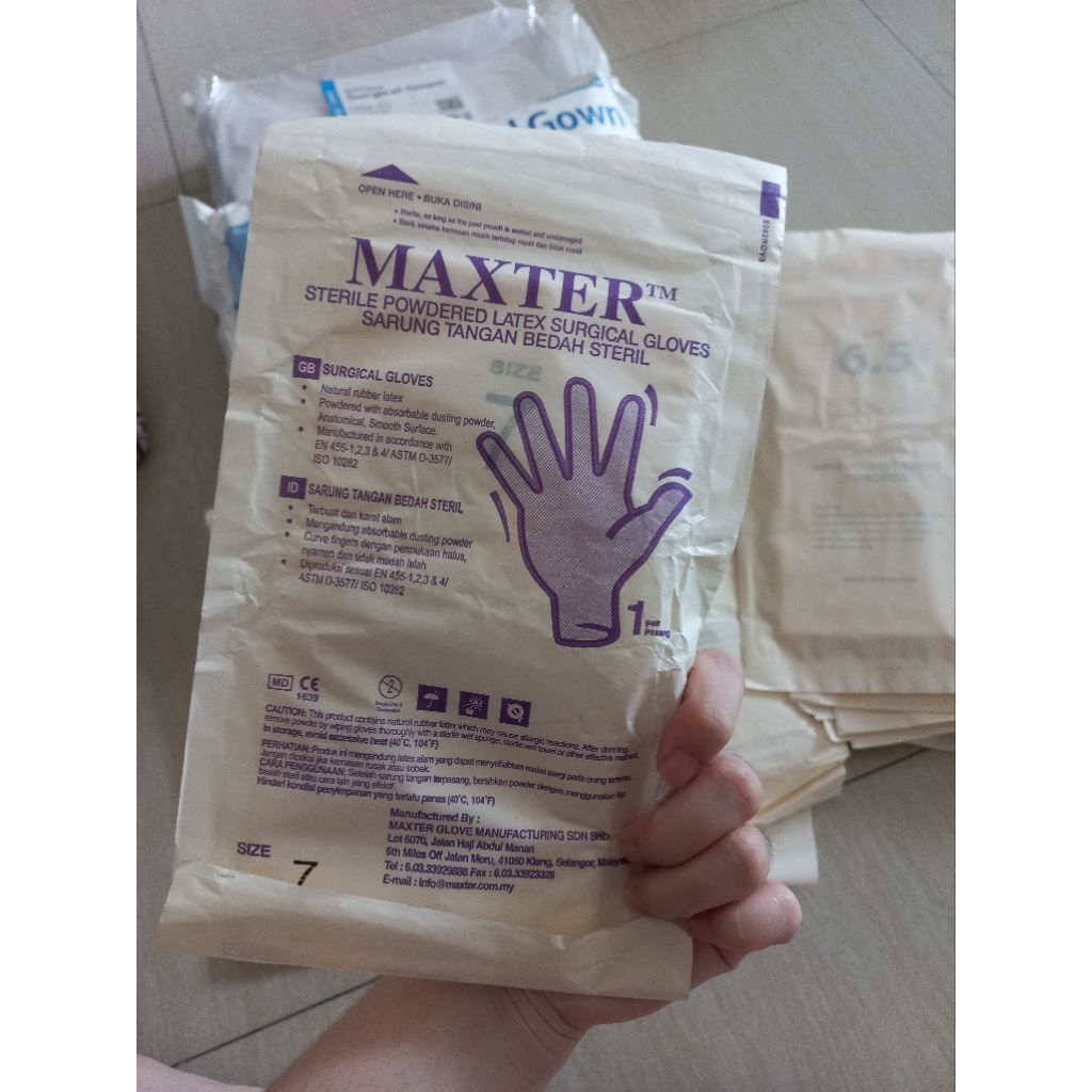 MAXTER GLOVES HANDSCOON SARUNG TANGAN STERIL OK || SIZE UKURAN 6.5, 7, 7.5