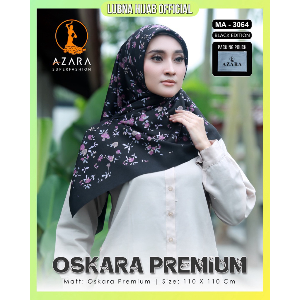 [MA-3064 POUCH BLACK] GROSIR ISI 10 PCS Jilbab Kerudung AZARA OSKARA VOAL MOTIF BLACK EDITION Segiem