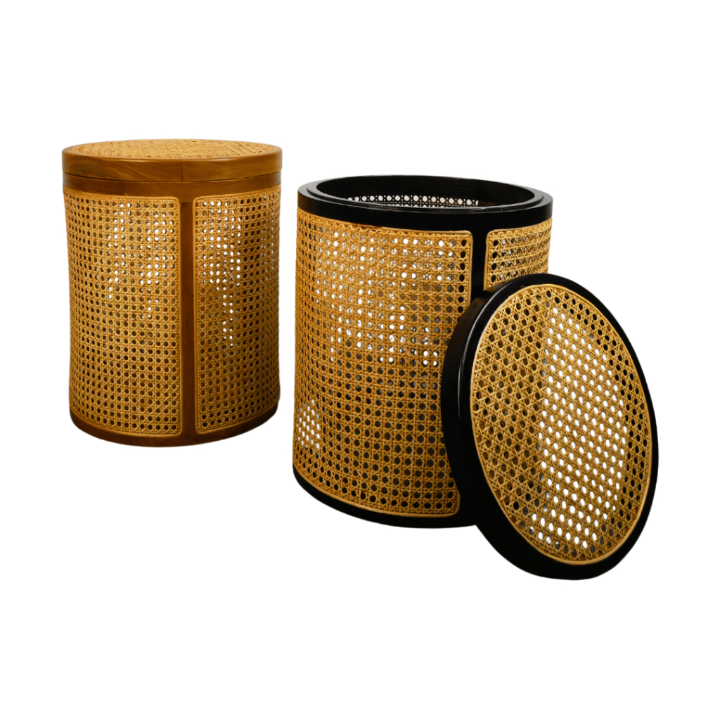 Furnituran Keranjang Baju Kotor Laundry Rotan Alami Kayu Jati Asli Solid