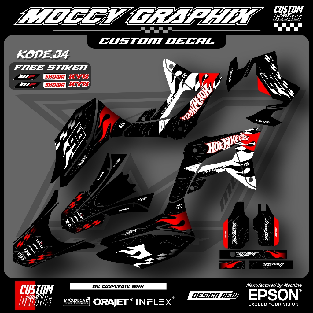 DECAL CRF SUPER GLOSSY HOTWHELLS - DECAL STICKER CRF - STICKER CRF MURAH - DECAL CRF CUSTOM