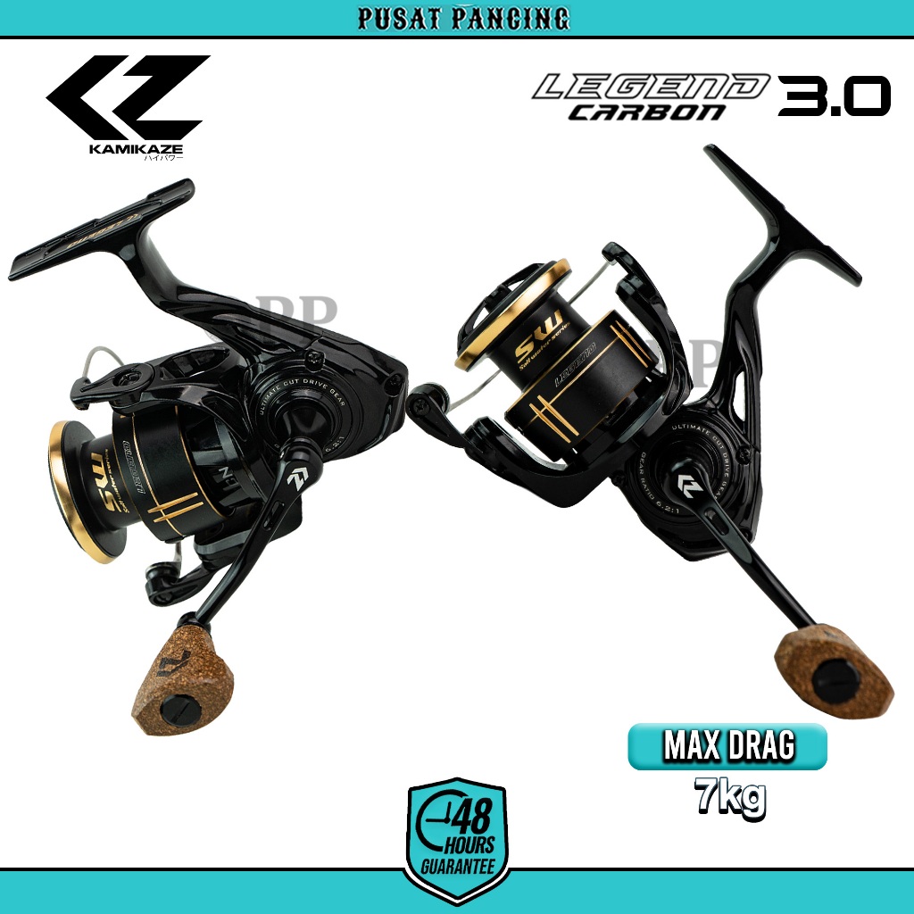 KAMIKAZE Reel Pancing Spinning LEGEND CARBON 3000 SW Reel Spinning 9+1 BB CNC Aluminium Spool