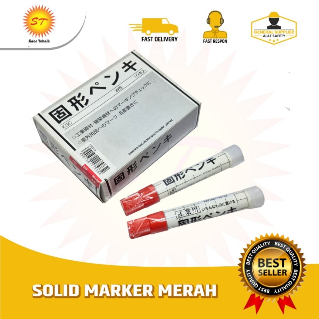 Solid Marker Sakura | Solid Steel Marker Sakura Merah | Spidol Penanda Besi Permanent