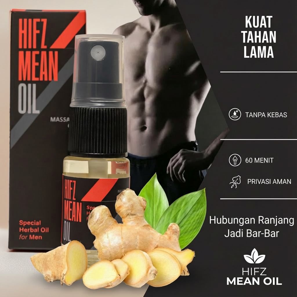 Hifz Mean Oil Minyak Oles Pria Herbal Tahan Lama | Sensasi Hangat Jahe Lavender | Tidak Kebas & Nyam