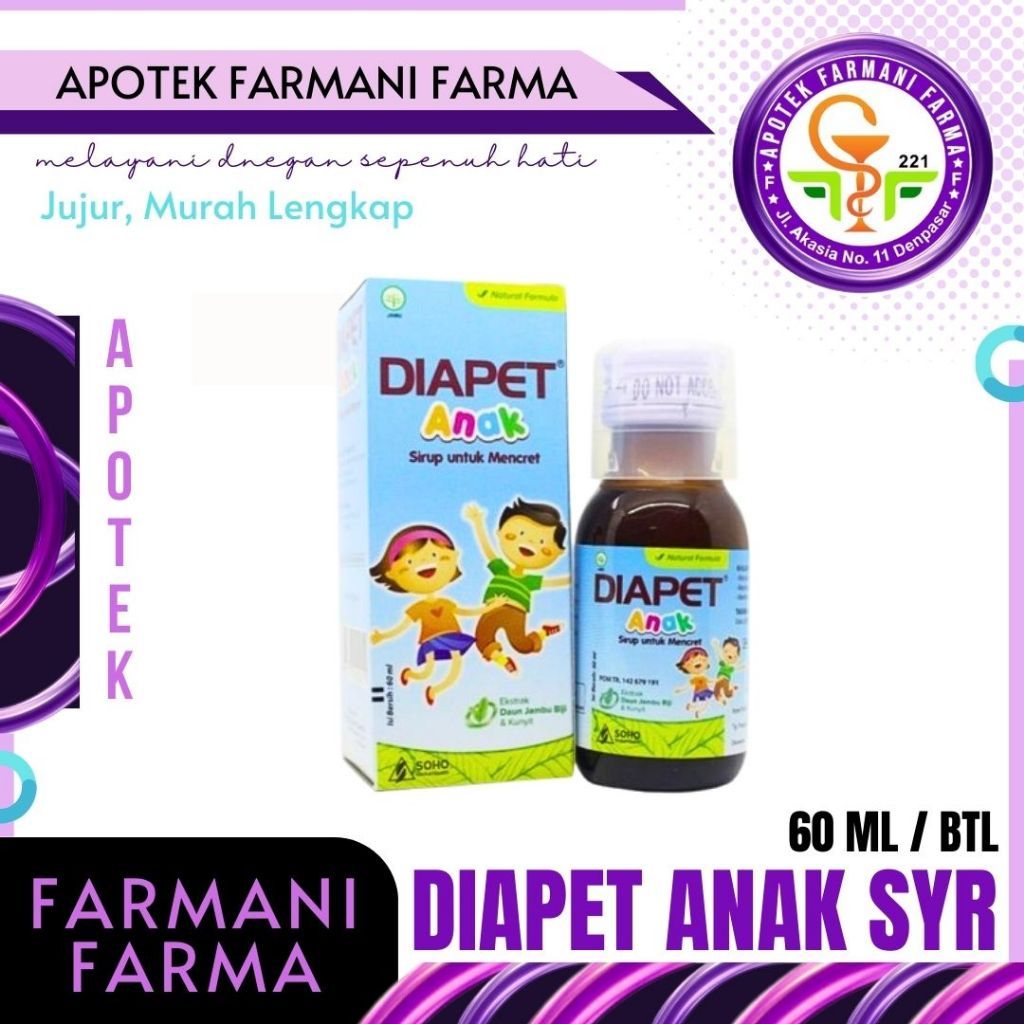 DIAPET ANAK SIRUP 60 ML / HERBAL DIARE ANAK / OBAT DIARE ANAK / DIARRHEA KIDS / OBAT MENCRET ANAK / 