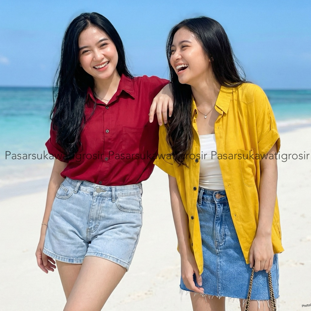 KEMEJA WANITA RAYON ADEM | ATASAN KEMEJA KULIAH KERJA