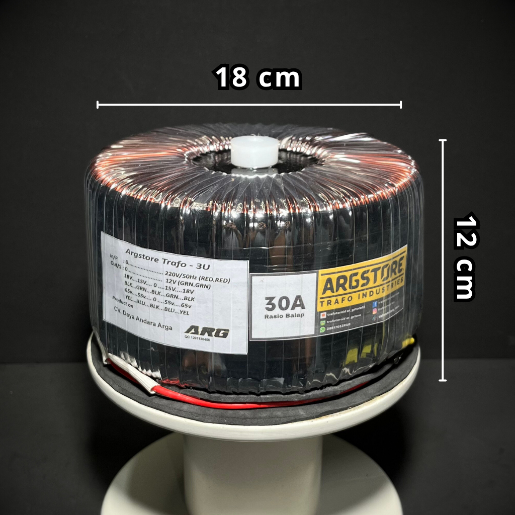 Trafo toroid donat 30A 65V - 55V CT (Ratio Balap) ARG