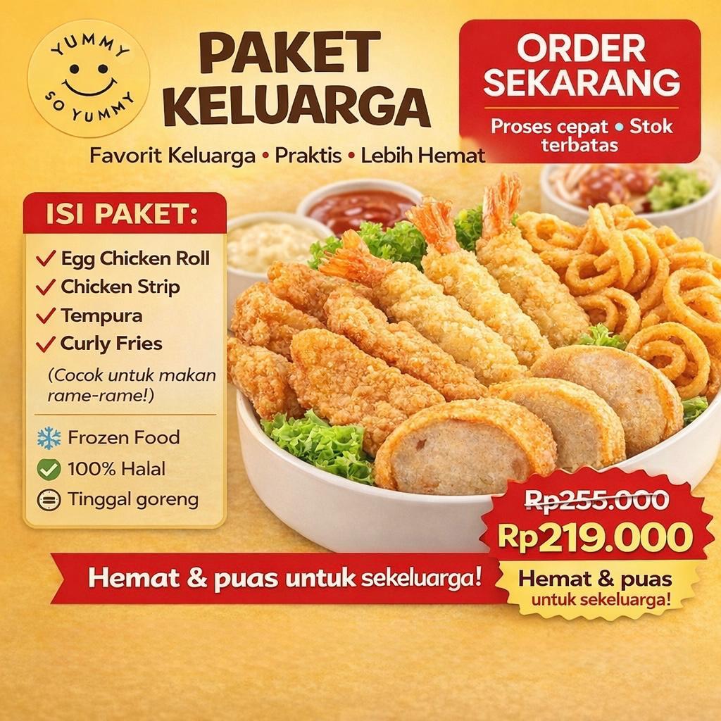 Paket Keluarga | Egg Chicken Roll Tempura Chicken Strip Curly Fries | Yummy so Yummy Frozen