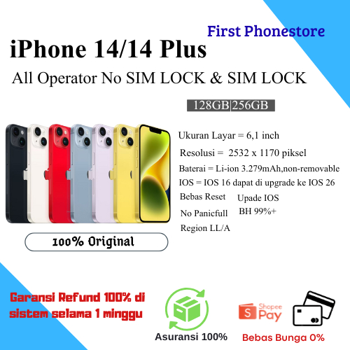 iPhone 14 Plus 512GB/256GB/128GB Second Fullset Bergaransi Terpercaya