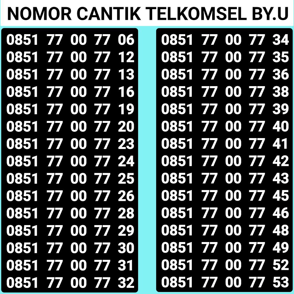 Nomor Cantik By.u Kartu Perdana Telkomsel By.u Kartu By.u