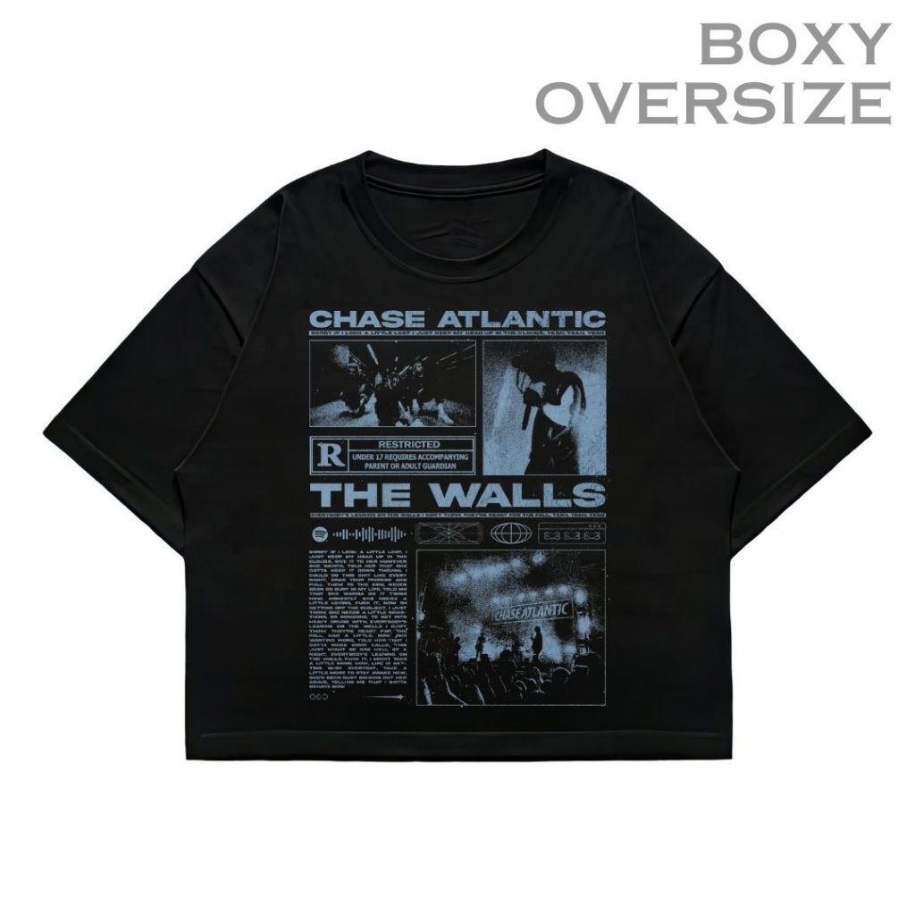 Psycho Crucify "Chase Atlantic" Boxy Oversized T-Shirt | Black | Kaos Oversize | Vintage | Atasan