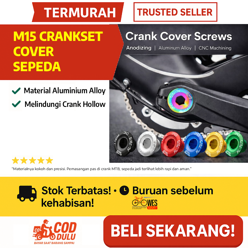 MUQZI M15 Crankset Cover Sepeda MTB Aluminium Alloy – Screw Penutup Crank
