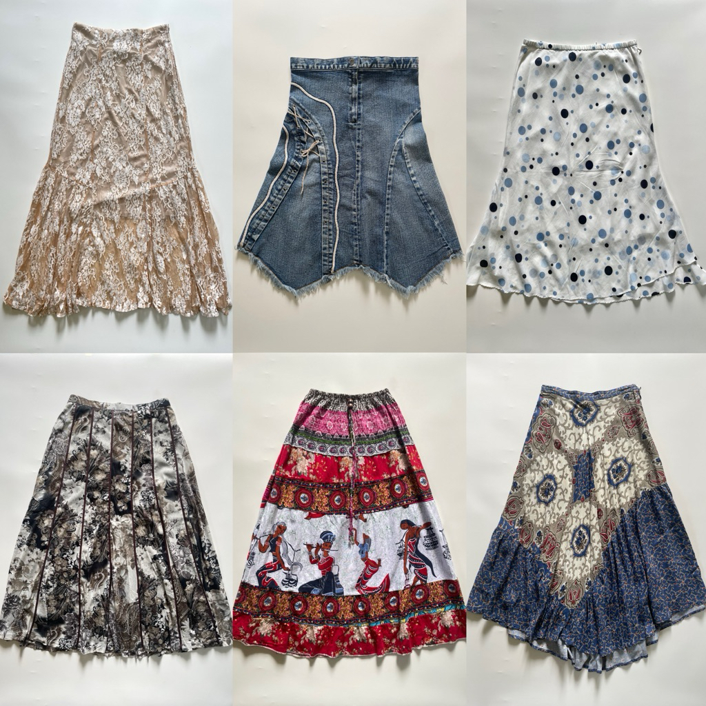 y2k fairycore bohemian polkadot midi maxi skirt | rosette's closet