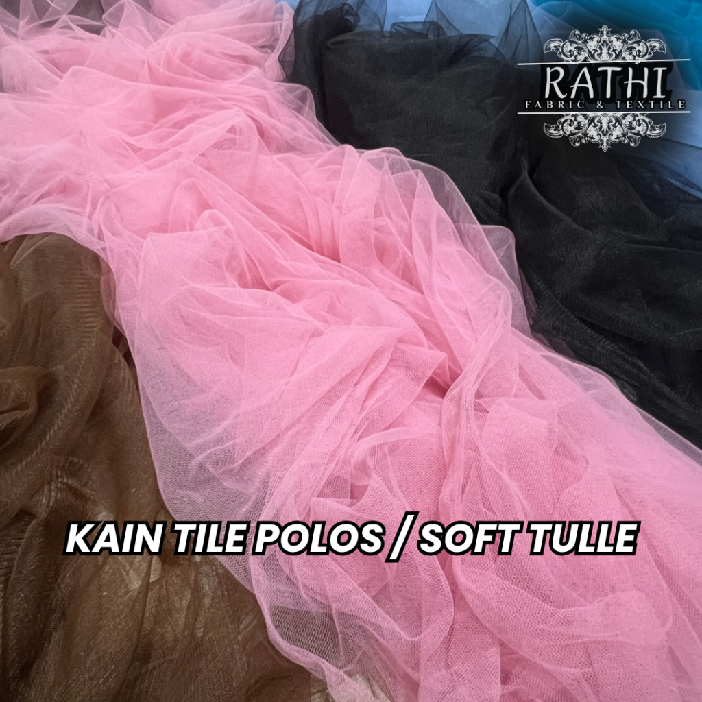 Kain Tile Polos Soft Tulle Premium Meteran – Halus Lembut untuk Kebaya, Dress & Aplikasi Busana
