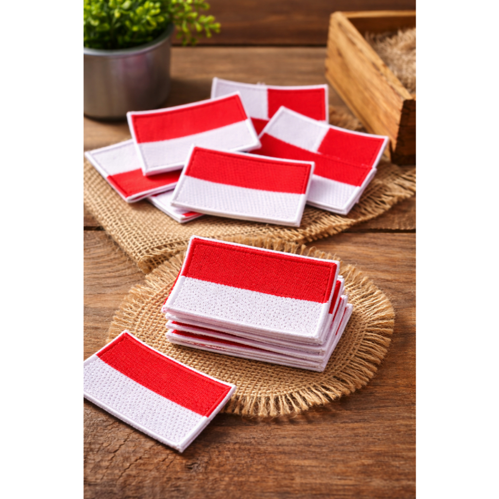 GROSIR BORDIR BENDERA MERAH PUTIH / Logo Bordir Bendera / Emblem Bordir Bendera/Logo Sekolah