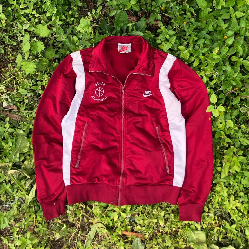 VINTAGE 90'S TRACKTOP JACKET N1KE BRUIN BASKETBALL SMALL BORDIR LOGO (MERAH BURGUNDY)