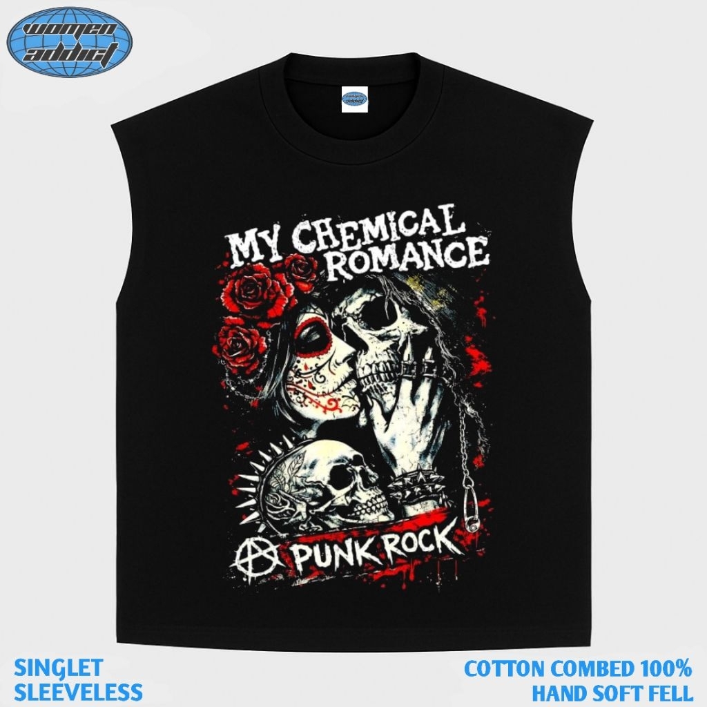 KAOS BAJU SINGLET MY CHEMICAL ROMANCE ROJALI SPA| SINGLET HITAM | SINGLET BAND | KAOS BAND | BAND ME