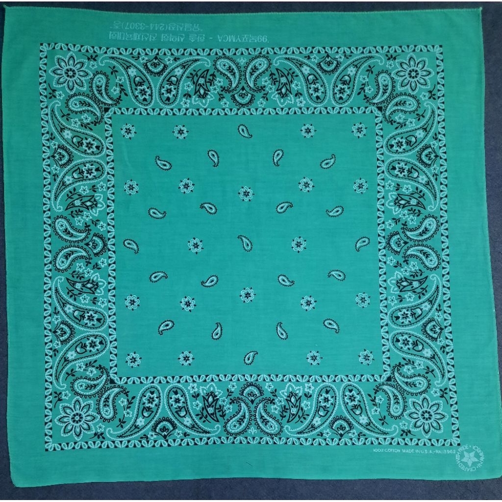 Paisley Green Made in USA Original Handkerchief / Bandana / Saputangan / Neckwear / Vintage