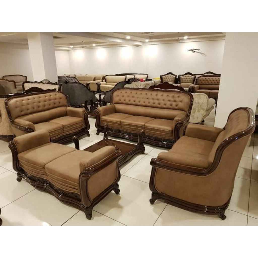 Set Sofa Tamu Mewah Klasik Modern Ukir Kayu Jati