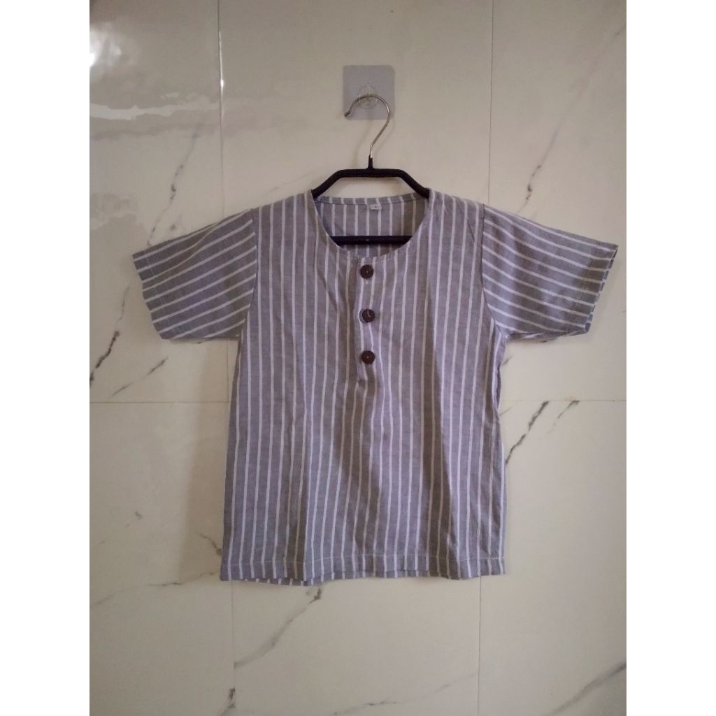 Baju kurta anak lengan pendek/ Baju Koko tanpa kerah anak 3-4 tahun PRELOVE