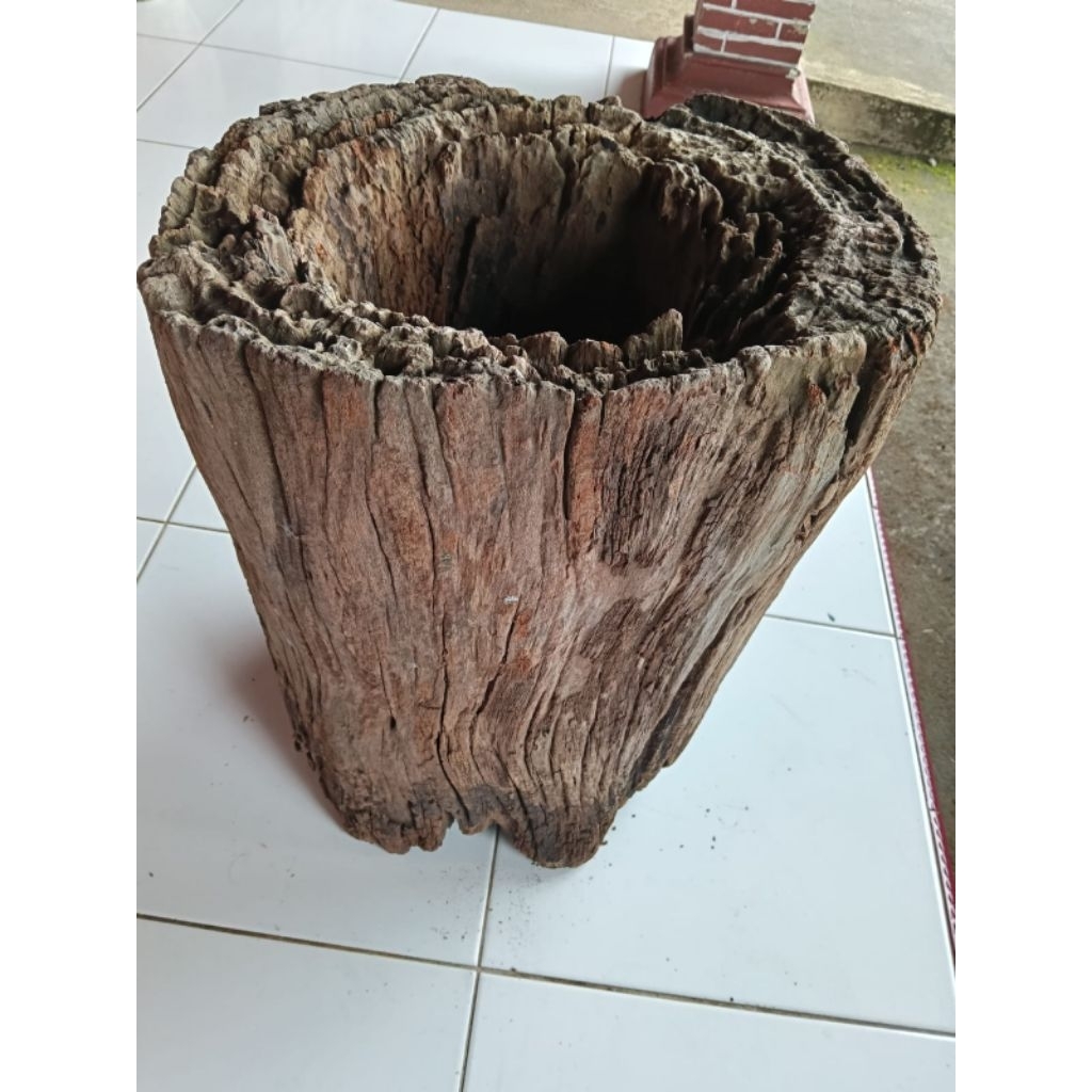 Lumpang kayu nangka erosi rustic jadul pajangan lawasan
