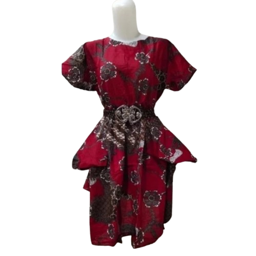 Dress BATIK Jumbo BigSize Merah Dress Batik Dress Batik Merah Dress Pesta Atasan Bigsize//COD
