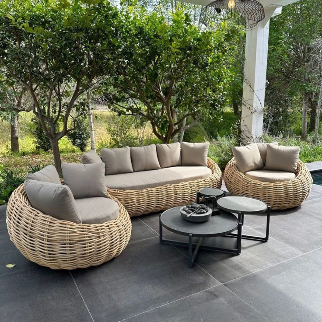 Set sofa rotan outdoor tebal sofa rotan sintetis mewah