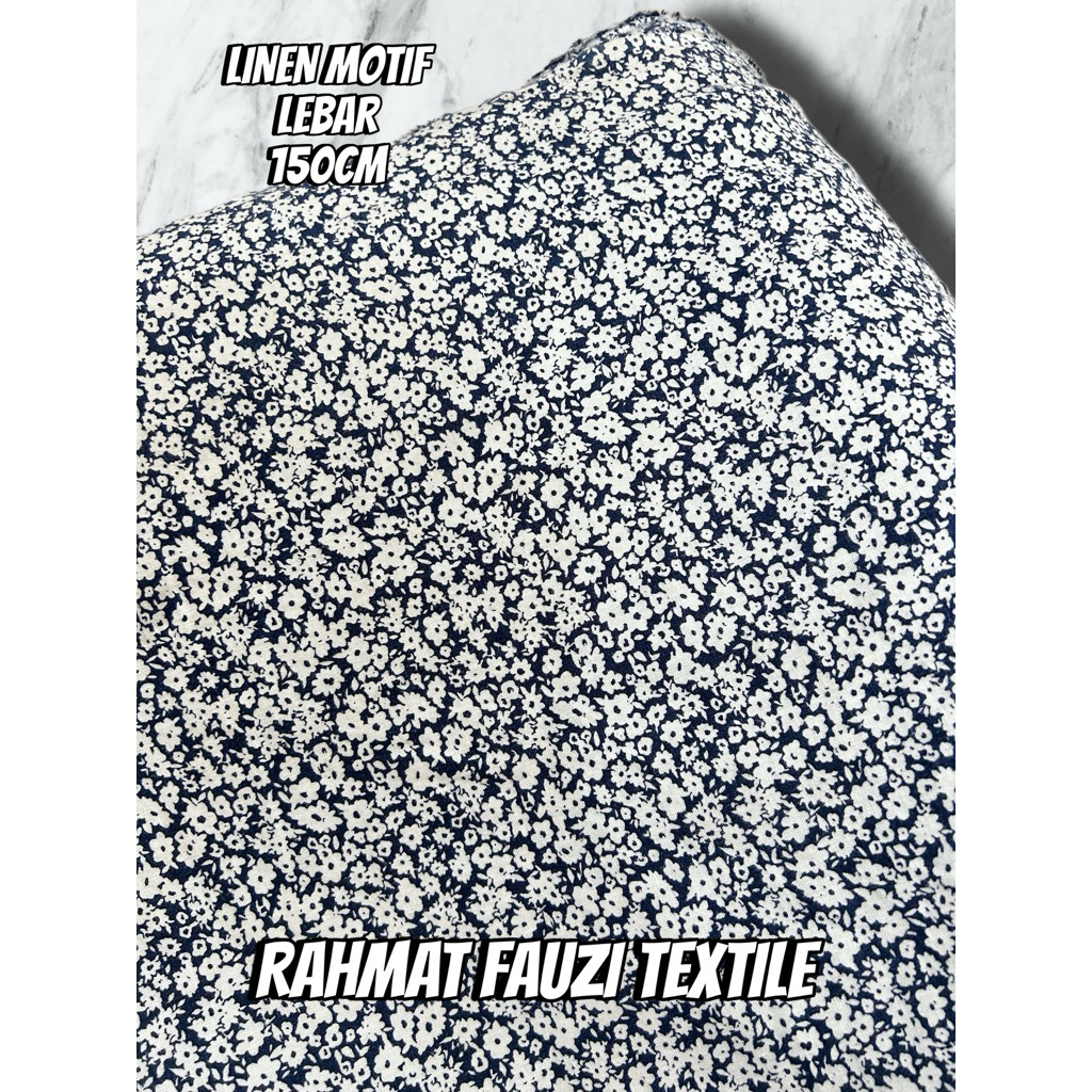 kain katun linen motif bunga kecil