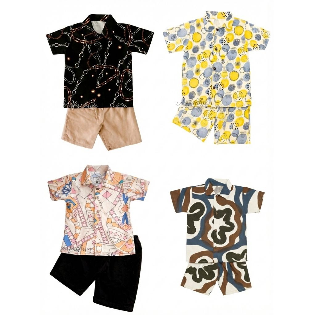 4PCS PAKET HEMAT/SETELAN RAYON ANAK 1-5Th SETELAN SALUR/SET ANAK LAKI LAKI