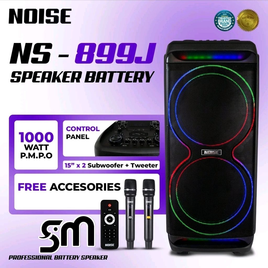 Speaker Noise NS-899J 15 inch double Woofer 899J Portable Bluetooth