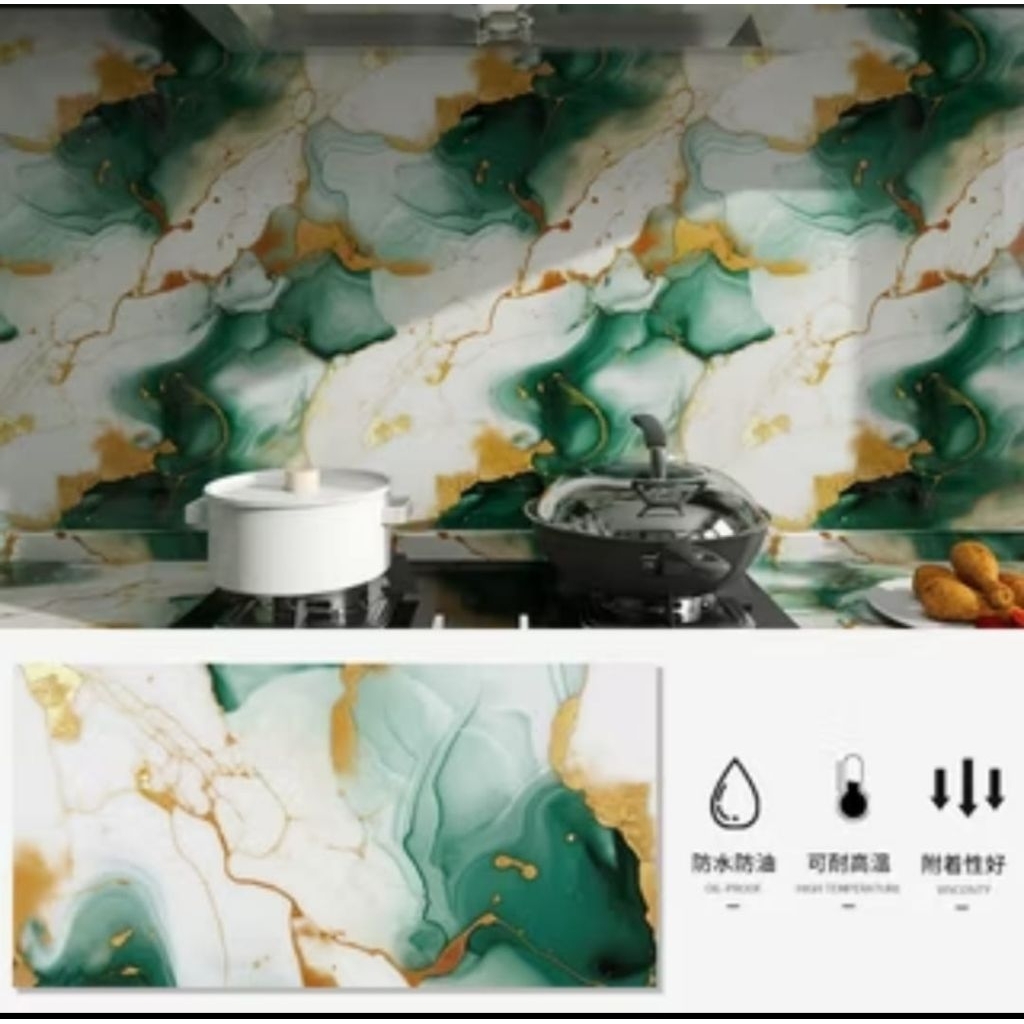 WALLPAPER DINDING MOTIF MARMER HIJAU TUA