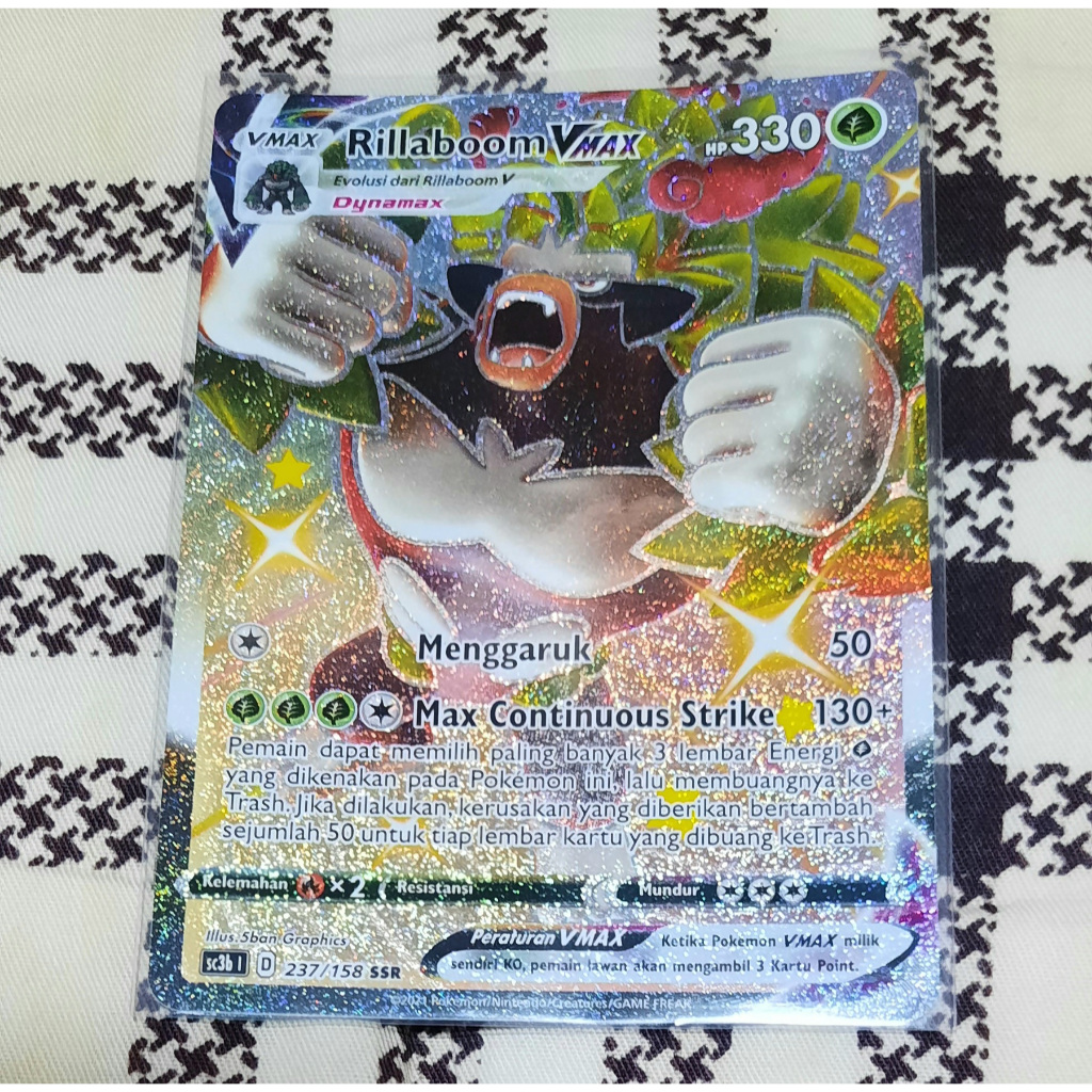 Kartu Pokemon Rillaboom Vmax SSR Sc3b bahasa indo tcg