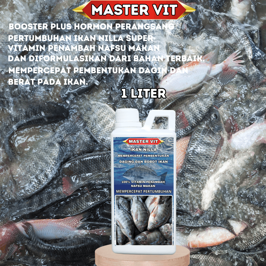 Mastervit Vitamin Booster Ikan NILA 1 liter,PENAMBAH NAFSU MAKAN,PENGEMUK IKAN NILA,CEPAT BESAR