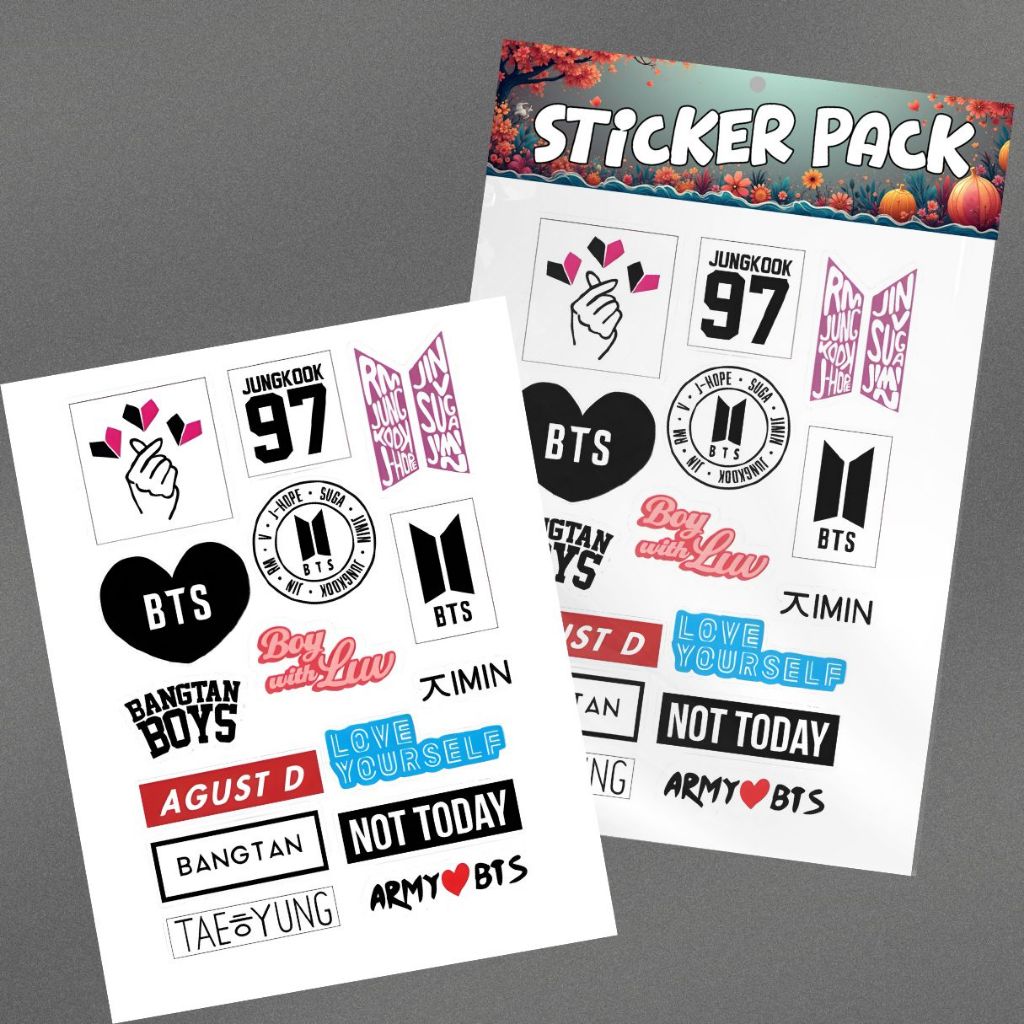 Sticker HP K-Pop BTS – Stiker K-Pop Aesthetic Vinyl Anti Air untuk Laptop & Tumbler Vol.2