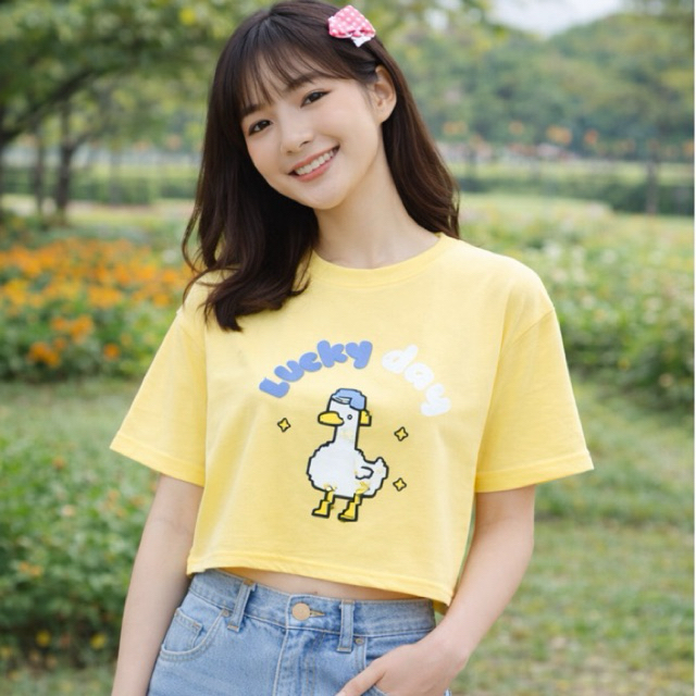 Duck Tee Oversized Crop Top | Baby Tee | Crop Top | Crop Tee | Kaos Crop | Kaos Wanita |