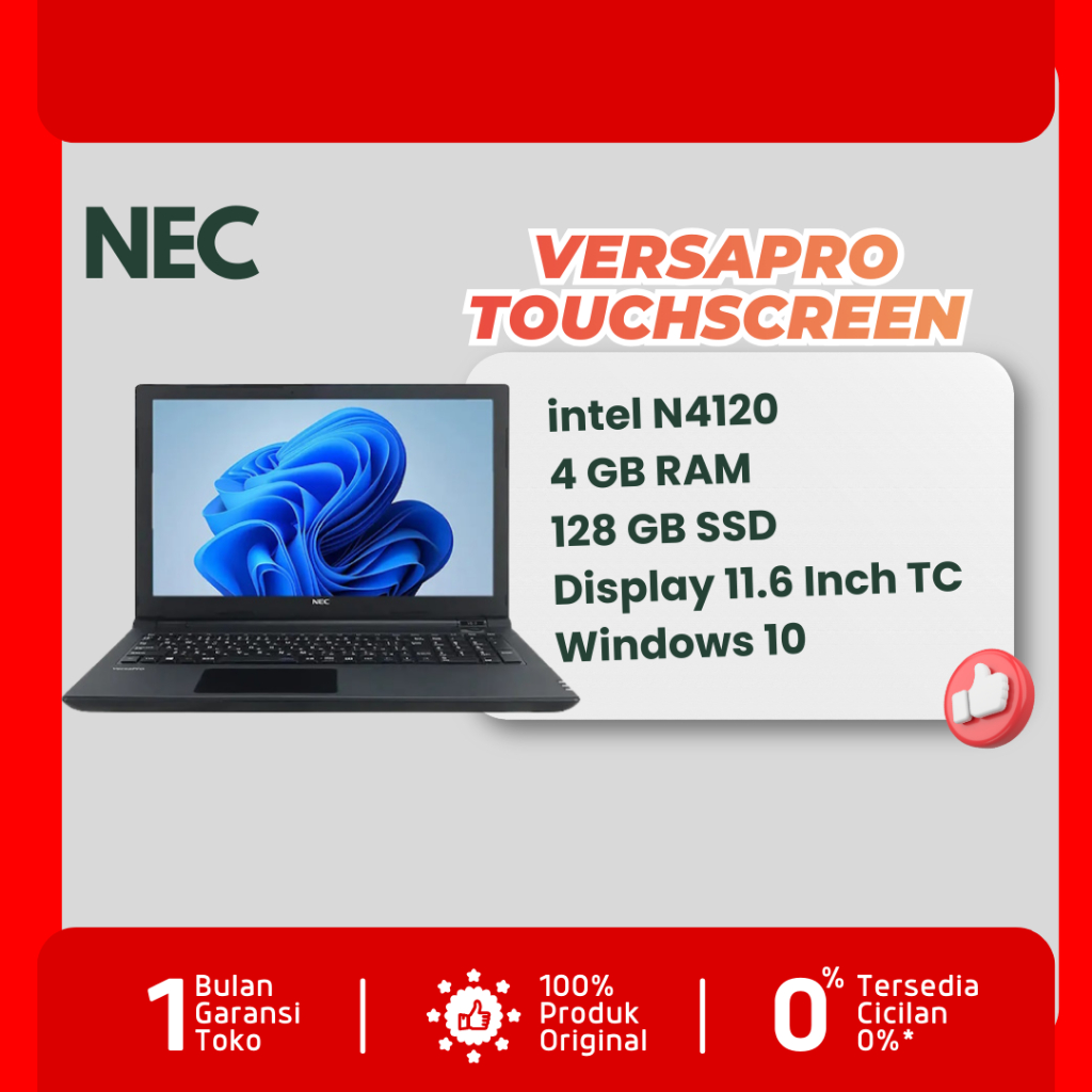 Laptop pelajar layar sentuh || NEC Versapro N4120 RAM 4GB SSD 128GB 11.6 Inch 2in1 Touchscreen