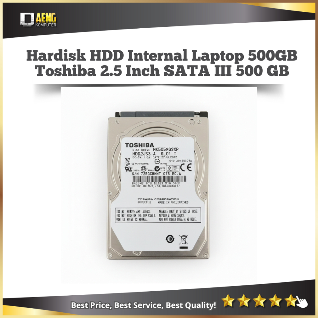 Hardisk HDD Internal Laptop 500GB Toshiba 2.5 Inch SATA III 500 GB Original Bekas Copotan Laptop Buk