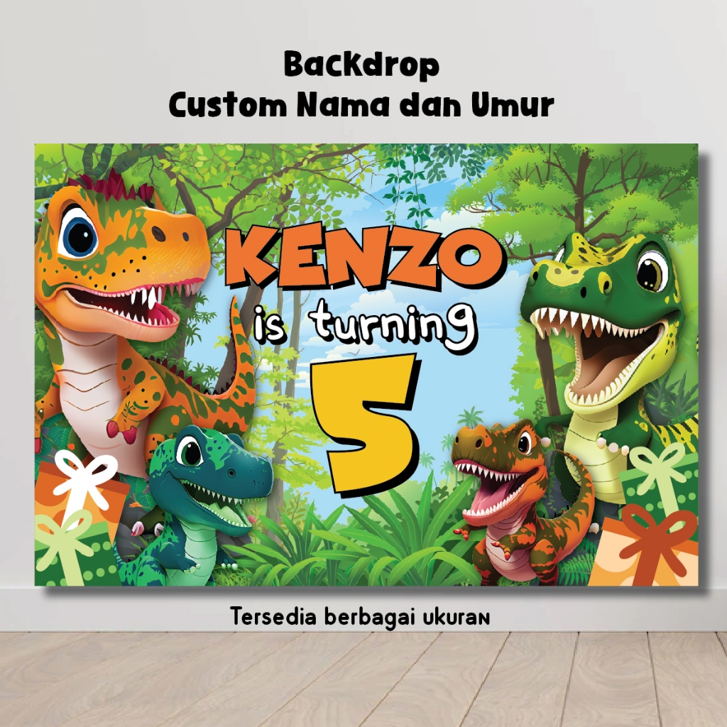 BACKDROP DINOSAURUS HAPPY BIRTHDAY DINO BACKGROUND ULANG TAHUN BANNER WALLPAPER DEKORASI ULTAH HBD S