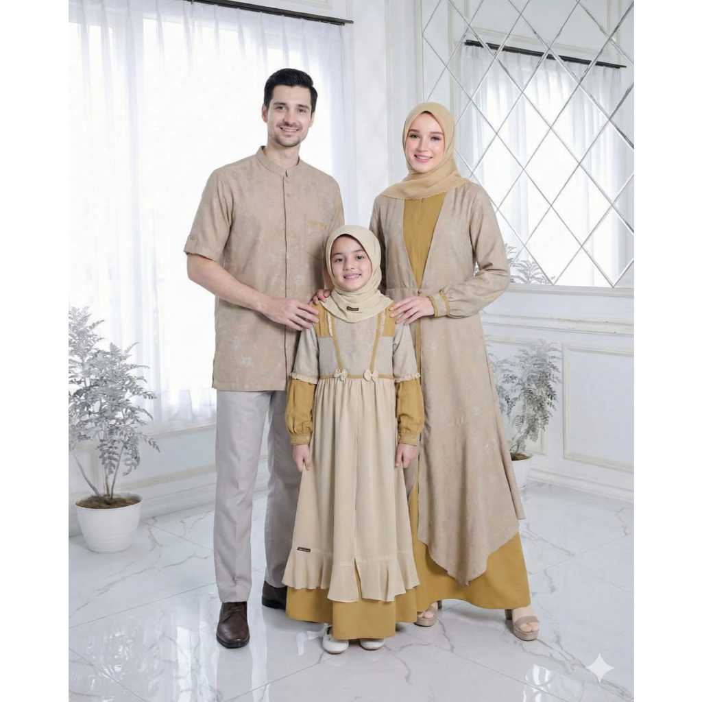 ETHICA Sarimbit Elfa 2026 Warna Antelope Yellow Bahan Monalisa + Lodiarza Untuk Dewasa Dan Anak.