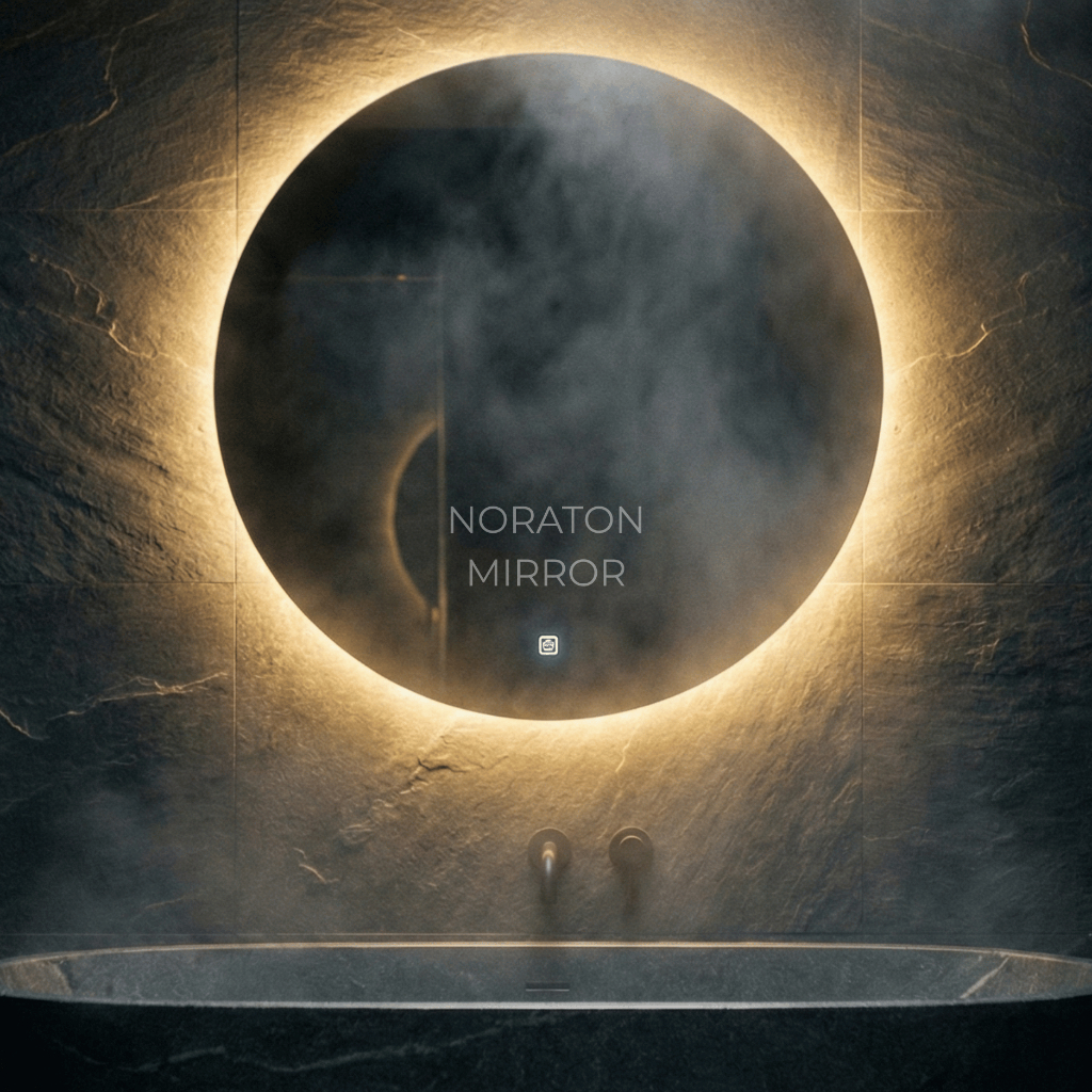 Cermin Bulat LED/ Cermin Aesthetic/Cermin Wastafel/Cermin Kamar/Cermin Touchscreen/Cermin Bulat Touc