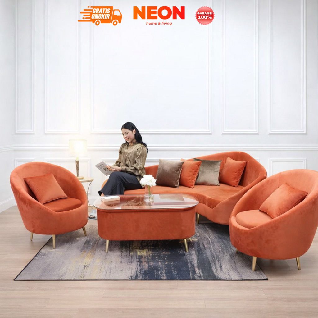 NEON Sofa Pandora | Set Sofa dan Meja Minimalis Mewah | Sofa Makassar