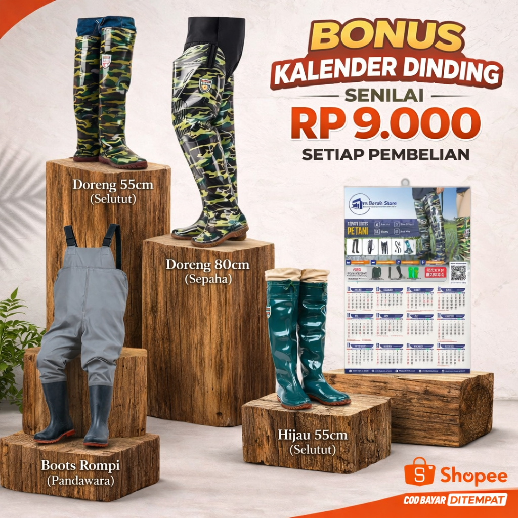 [GRATIS KALENDER - BERGARANSI] Sepatu Boot Petani Nelayan Rawa Tambak Mancing Kebun 80 55cm Bukan AP