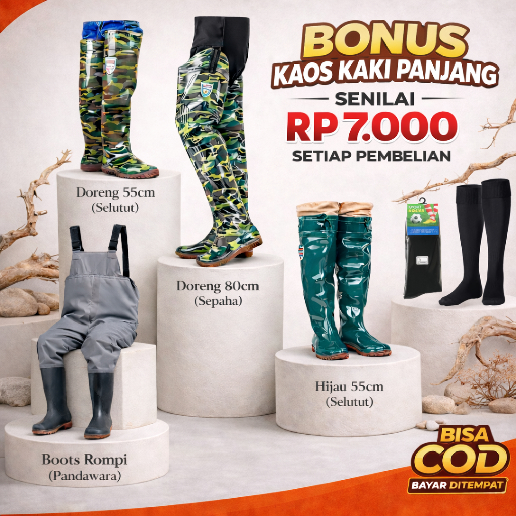 [GRATIS KAOS KAKI - BERGARANSI] Boot Karet Pria Dewasa Petani Sawah Nelayan Tambak Mancing 80 & 55cm