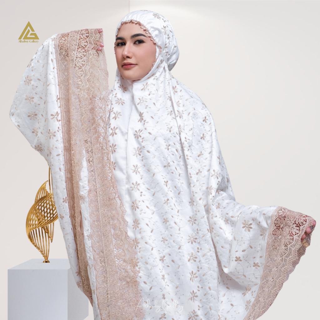Alhamdulillah - Mukena Dewasa Mewah Sutra Full Bordir Renda Rizqia Series Alhabsy Gallery