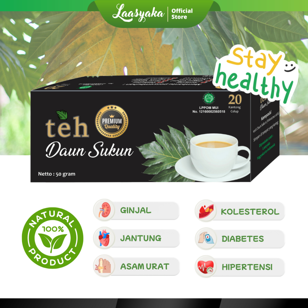Teh Herbal Daun Sukun PREMIUM Laasyaka Banyak Manfaat Kesehatan