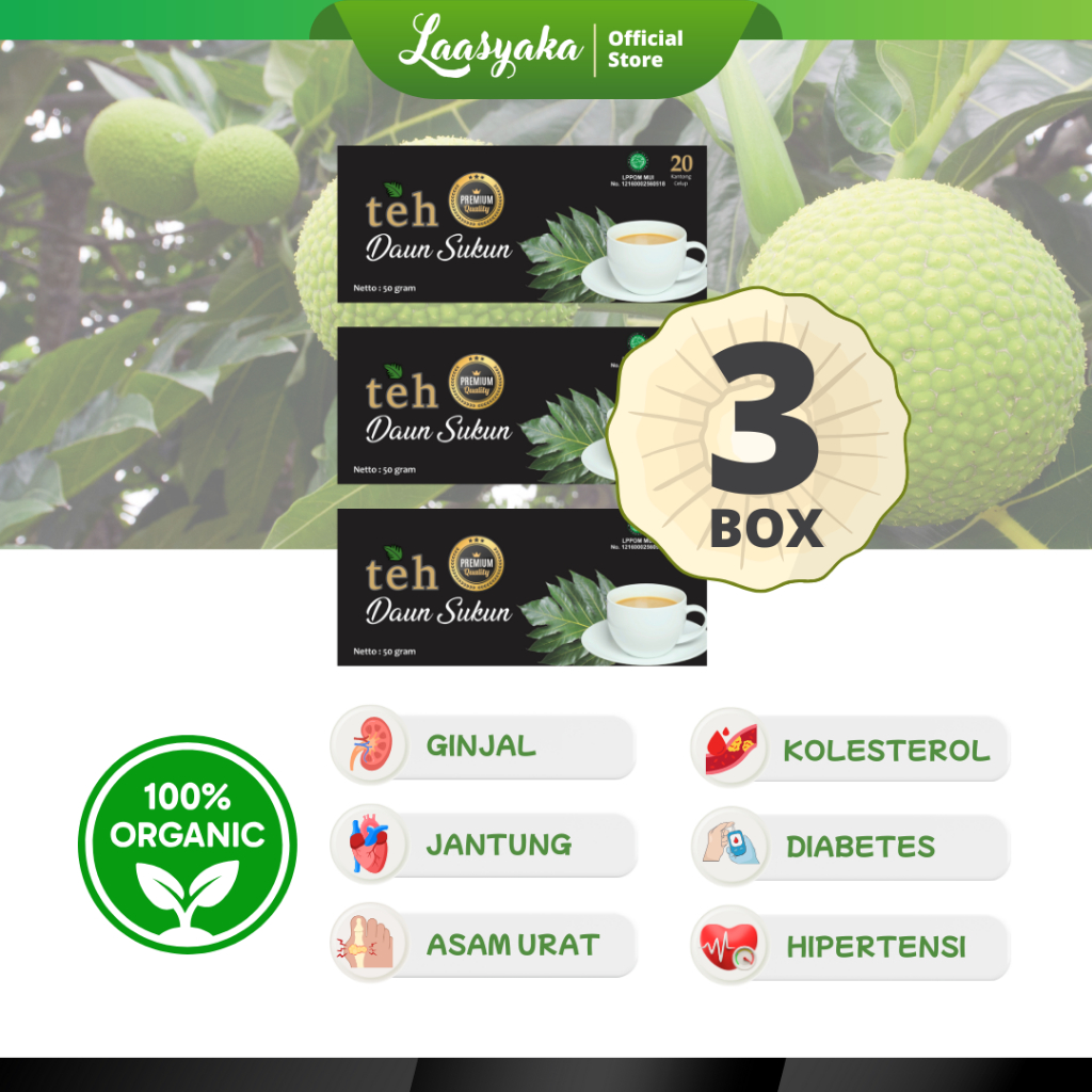 Teh Daun Sukun Premium Laasyaka ( Dapat 3 Box )
