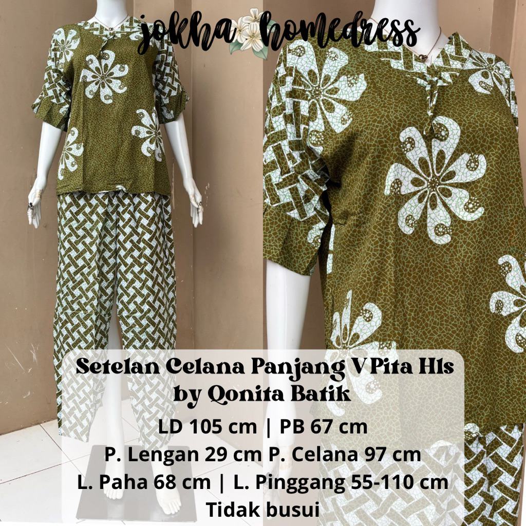 Setelan Celana Panjang V Pita Hls by Qonita Batik Pekalongan